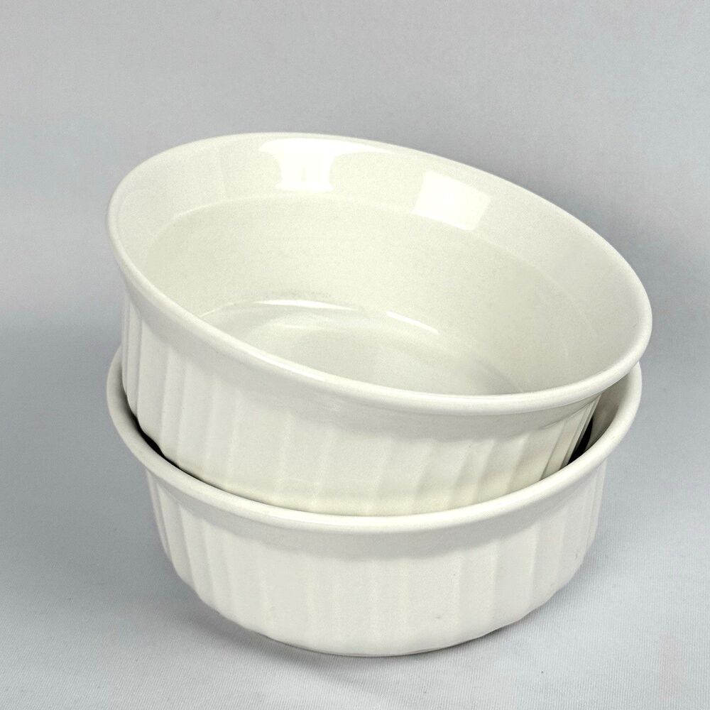 CorningWare French White Stoneware 16 oz Bowls 473 mL Set of 2 Casserole